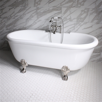SanSiro Empress EM75N 75 inch Hydro Massage Spa Water and Air Jetted Double Ended Clawfoot Tub Package